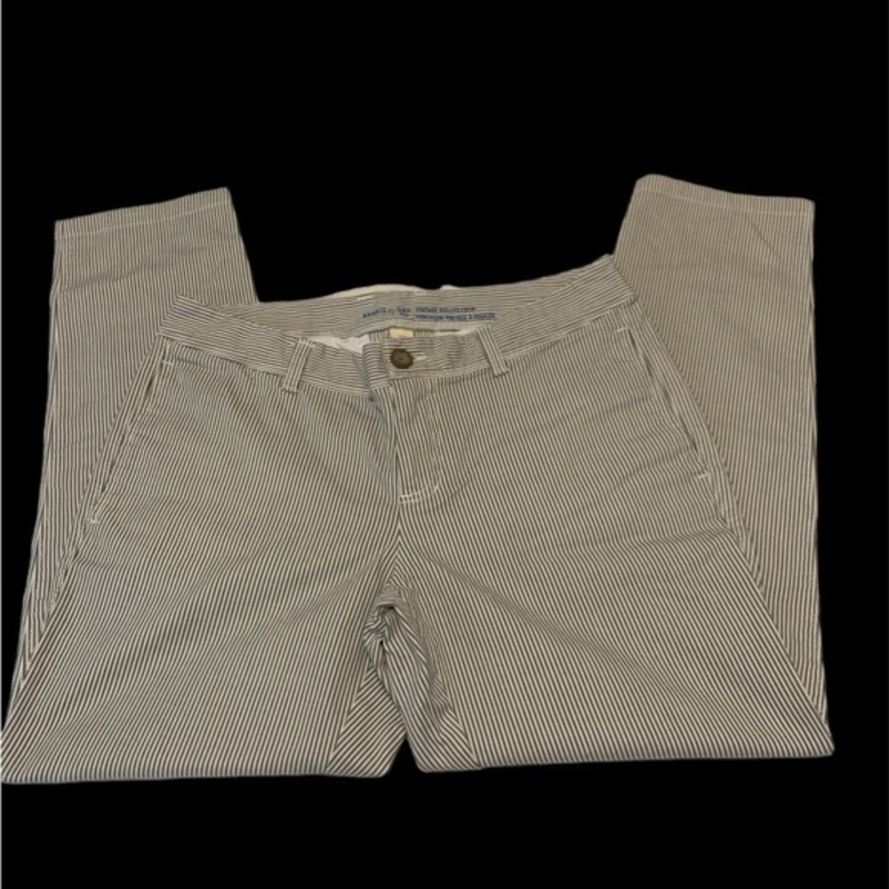 Ladies Khakis by Gap Vintage Rolled Crop Gray Stripe Pants Size 4